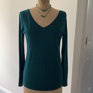 Loft dark teal green long sleeve tee